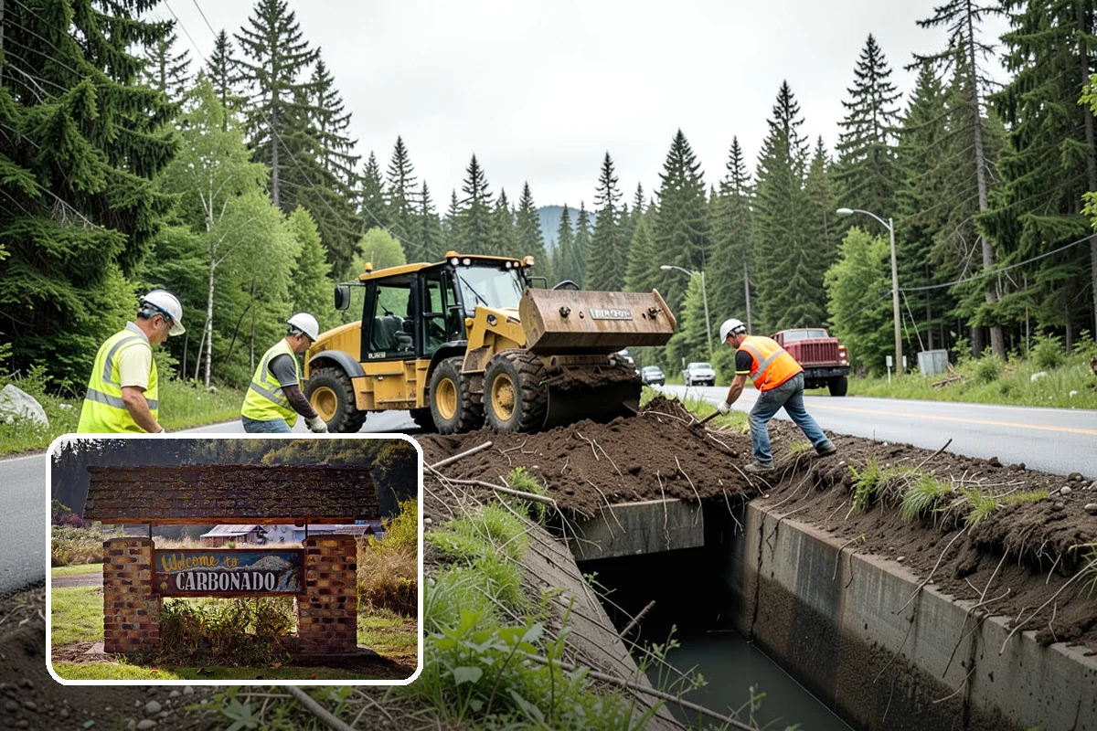 Silt & Sediment Removal in Carbonado, Pierce County, WA - Restored conveyance and storage capacity