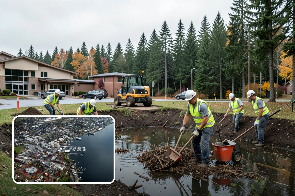 Silt & Sediment Removal in Kirkland, King County, WA - Restored conveyance and storage capacity