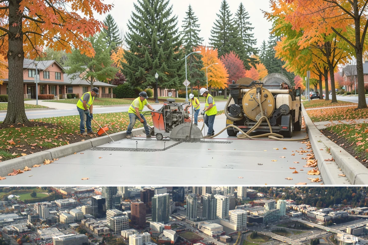 Skate Park Maintenance in Bellevue, King County, WA - Clearing and inspections continue year-round, with concrete repairs prioritized during dry-weather windows for proper curing.
