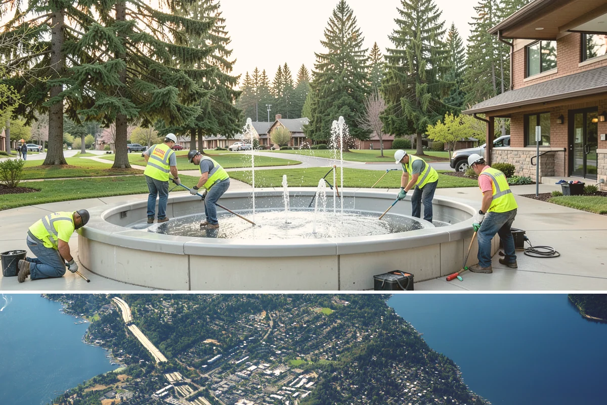 Skate Park Maintenance in Mercer Island, King County, WA - Clearing and inspections continue year-round, with concrete repairs prioritized during dry-weather windows for proper curing.