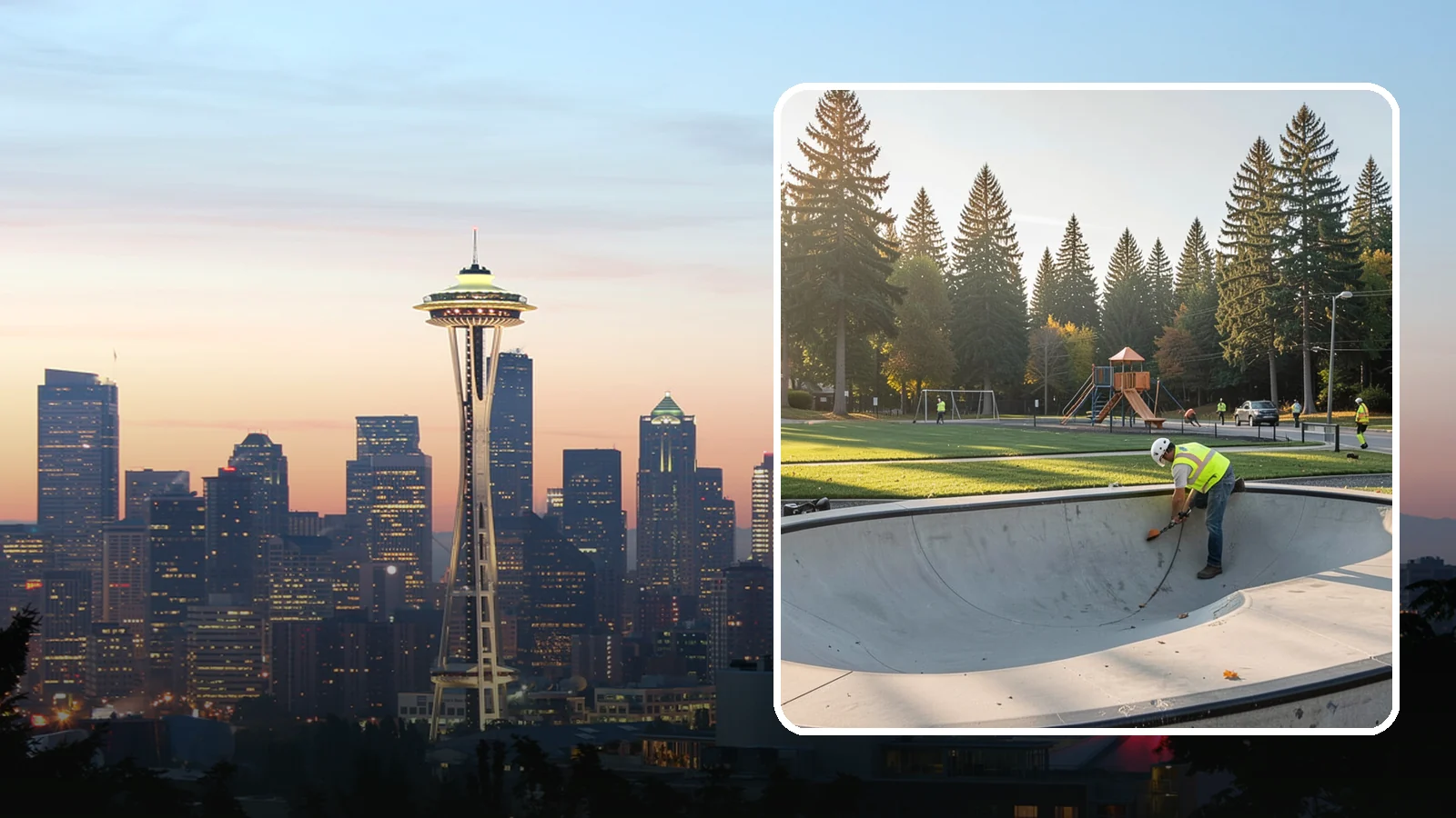 Skate Park Maintenance in Seattle, King County, WA - Inspection, cleaning, and minor repair that keeps municipal skate parks safe and rideable year-round.