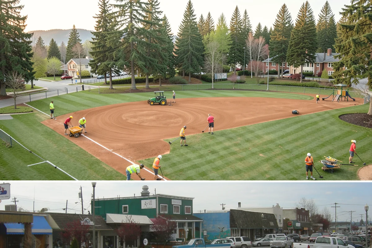 Skate Park Maintenance in Stanwood, Snohomish County, WA - Clearing and inspections continue year-round, with concrete repairs prioritized during dry-weather windows for proper curing.