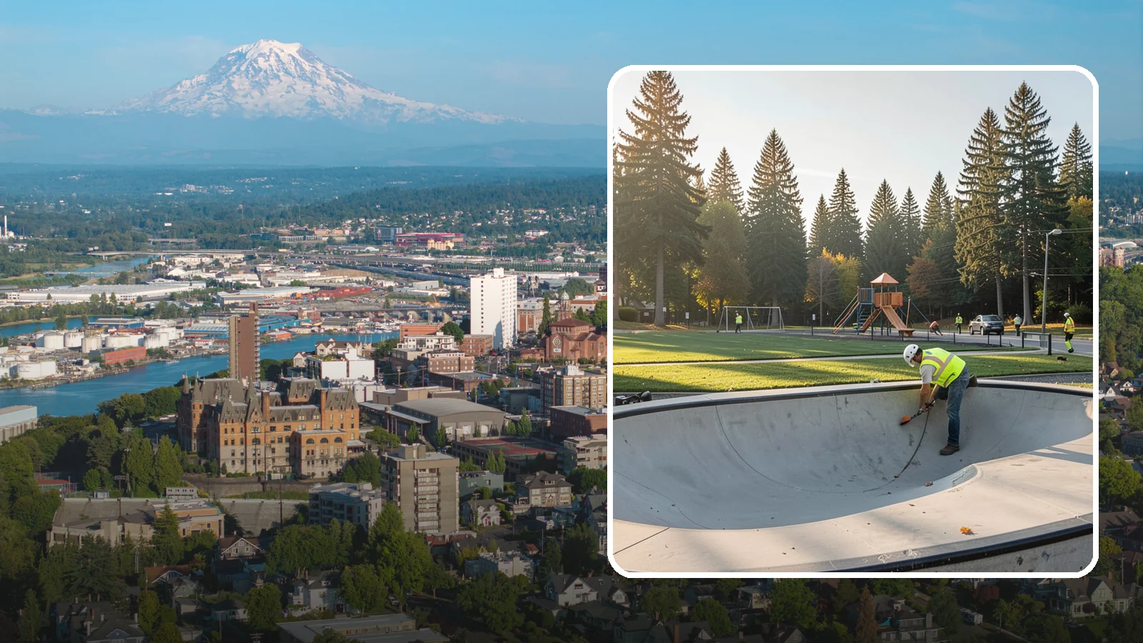 Skate Park Maintenance in Tacoma, Pierce County, WA - Inspection, cleaning, and minor repair that keeps municipal skate parks safe and rideable year-round.