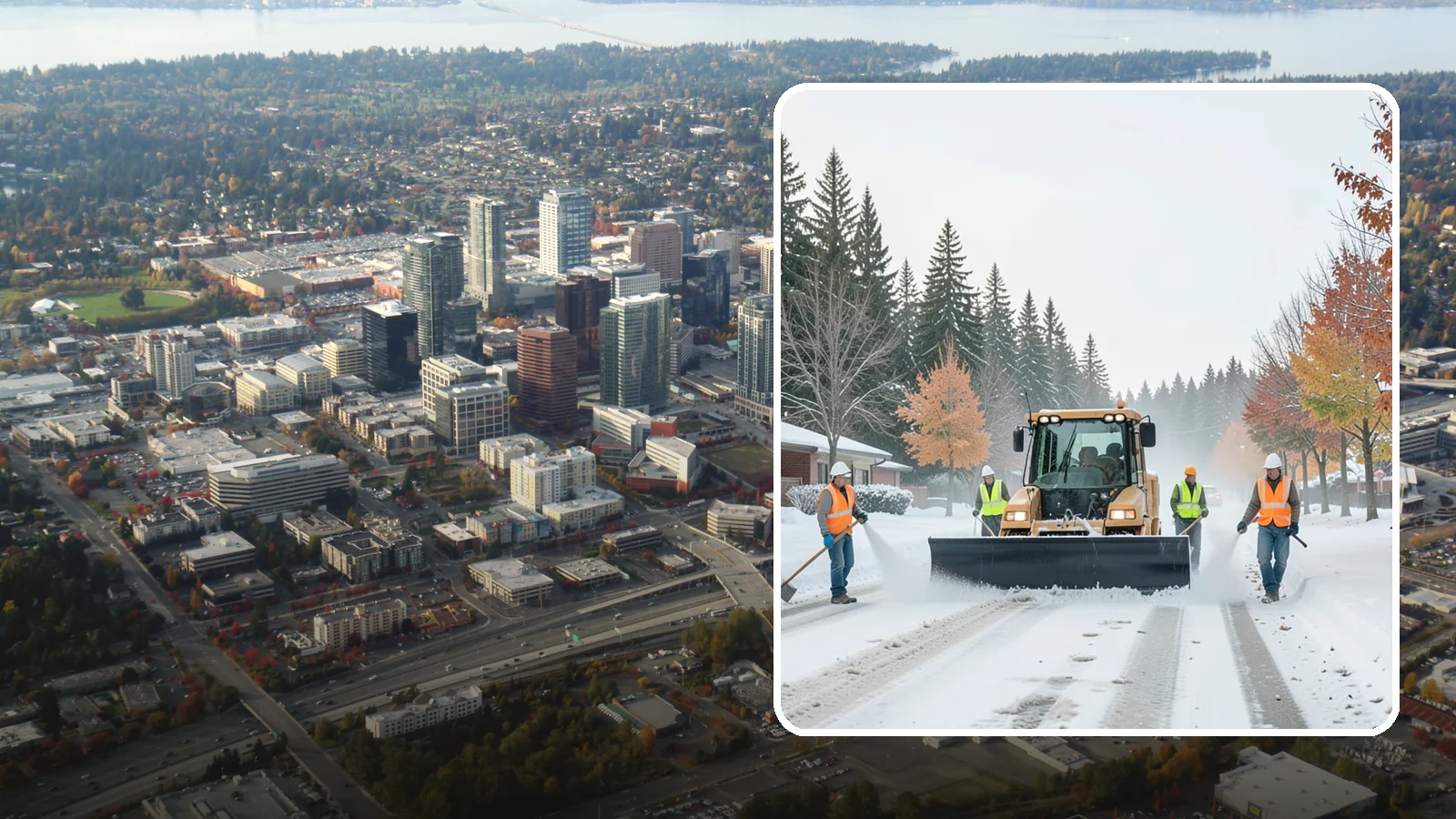 Snow Plowing in Bellevue, King County, WA - Priority-route snow plowing for municipal roads, lots, and public facilities to keep your community moving during storms.
