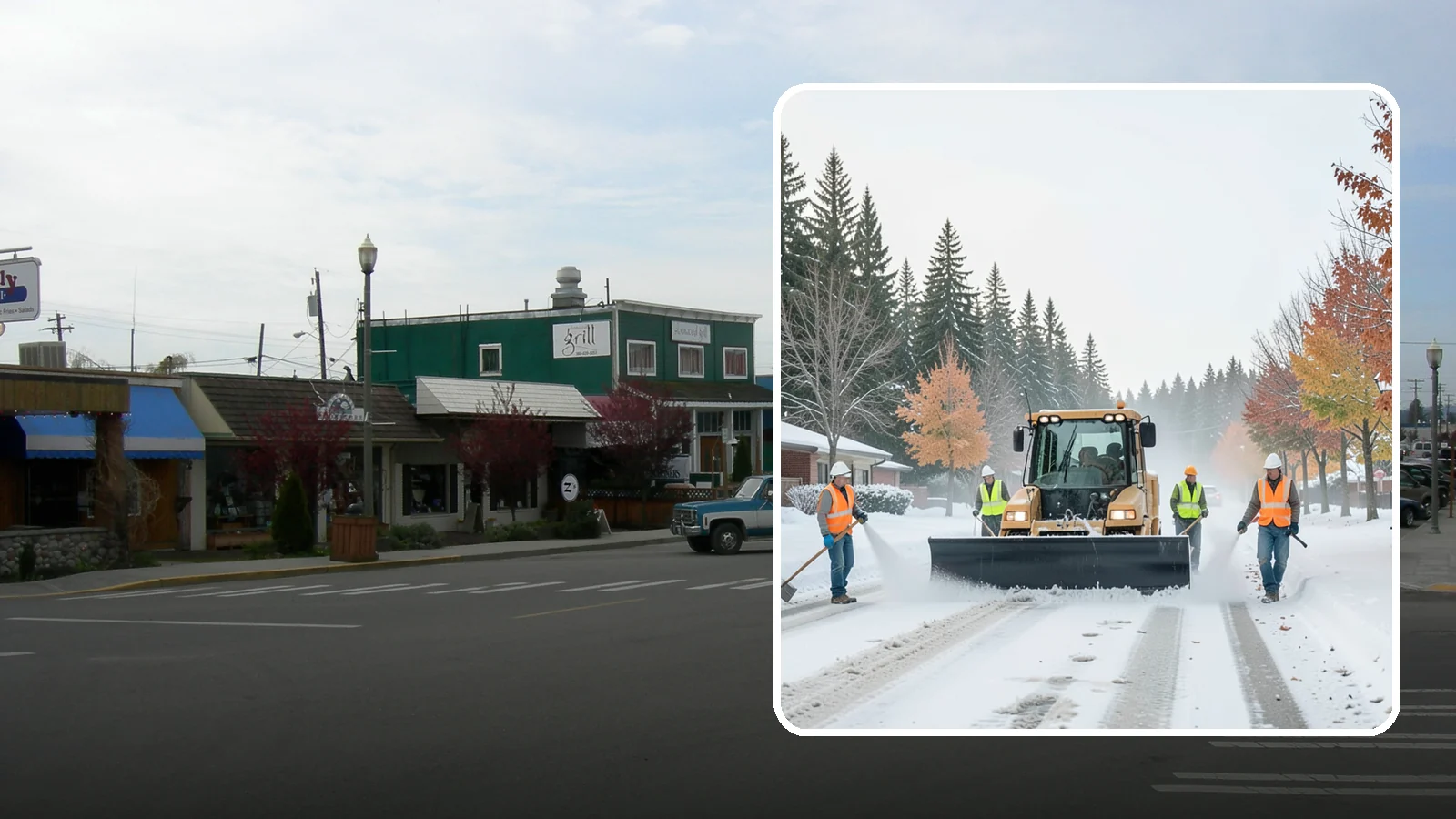 Snow Plowing in Stanwood, Snohomish County, WA - Priority-route snow plowing for municipal roads, lots, and public facilities to keep your community moving during storms.