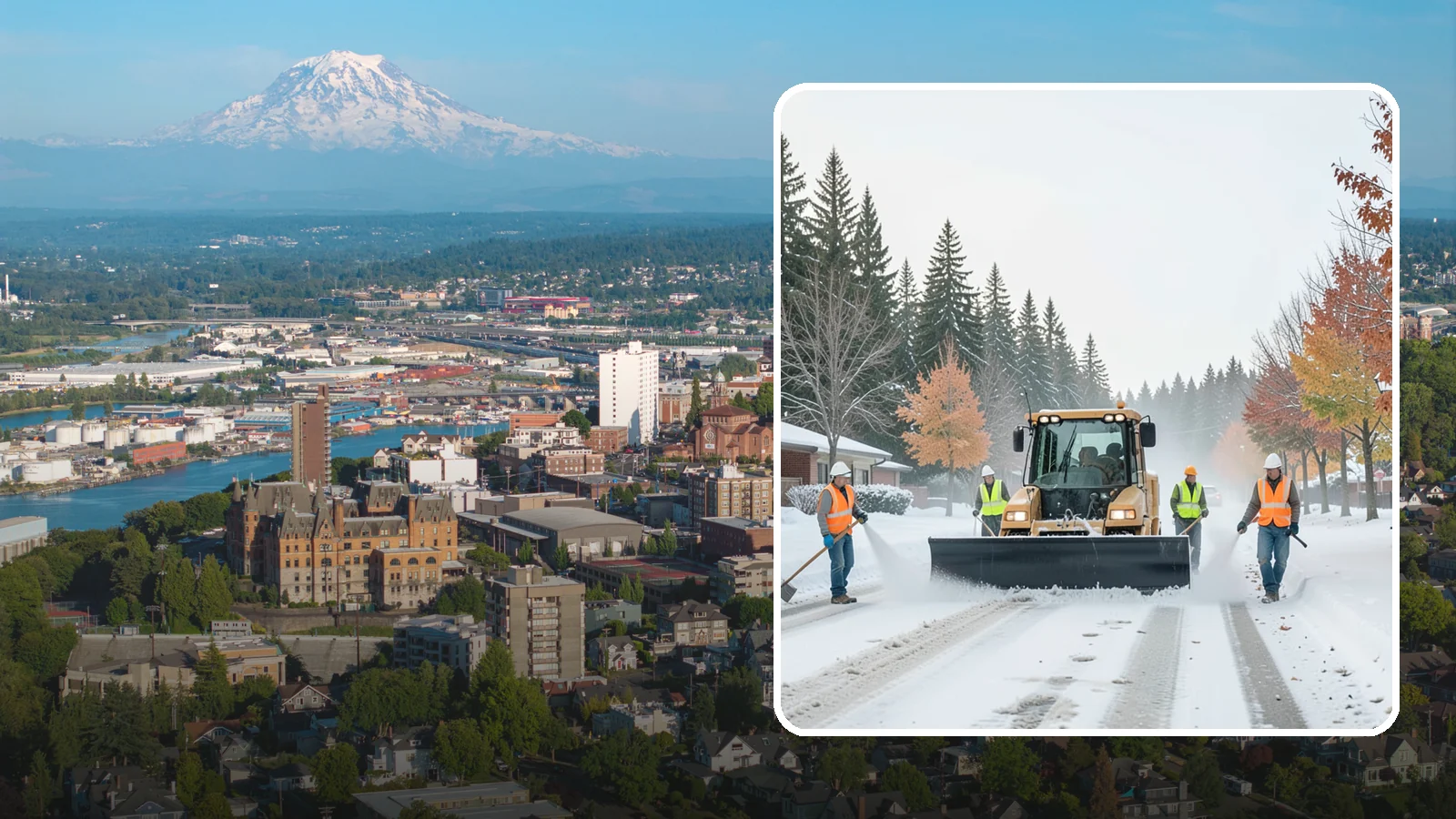 Snow Plowing in Tacoma, Pierce County, WA - Priority-route snow plowing for municipal roads, lots, and public facilities to keep your community moving during storms.