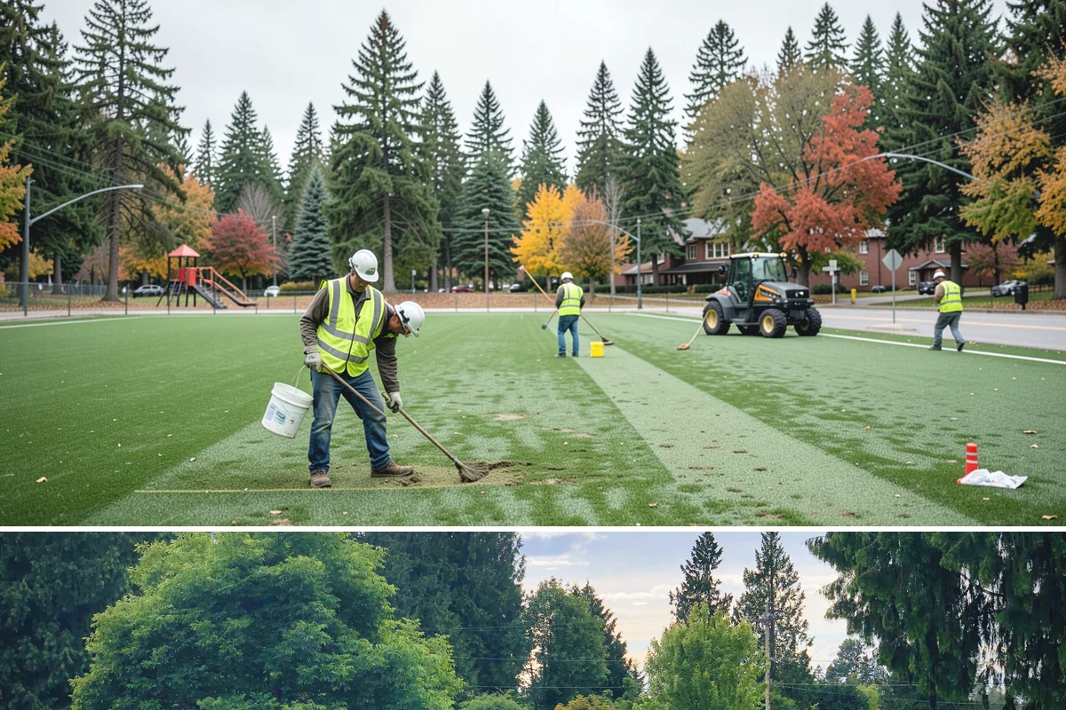 Soccer Field Maintenance in Bonney Lake, Pierce County, WA - Renovation and overseeding are timed to seasonal breaks, while mowing and marking run through spring and fall play.