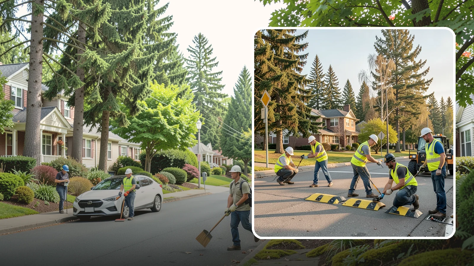 Speed Bump Installation in Beaux Arts Village, King County, WA - Speed bumps and humps calm traffic in neighborhoods, lots, and around public facilities.