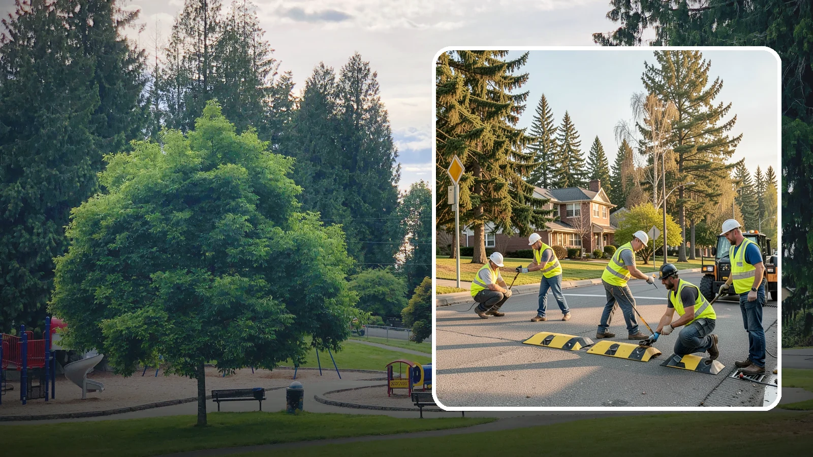 Speed Bump Installation in Bonney Lake, Pierce County, WA - Speed bumps and humps calm traffic in neighborhoods, lots, and around public facilities.