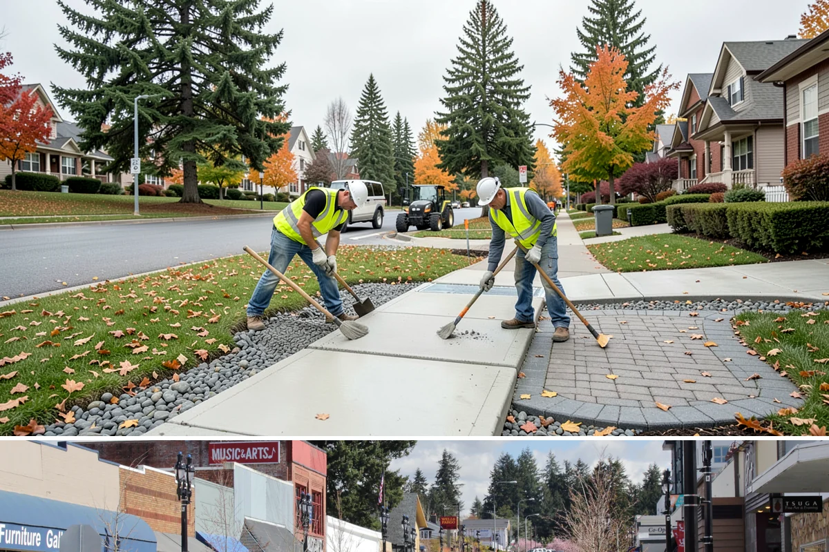 Speed Bump Installation in Bothell, King County, WA - Asphalt-formed installations favor warm, dry summer conditions, while prefabricated units can be set nearly year-round.
