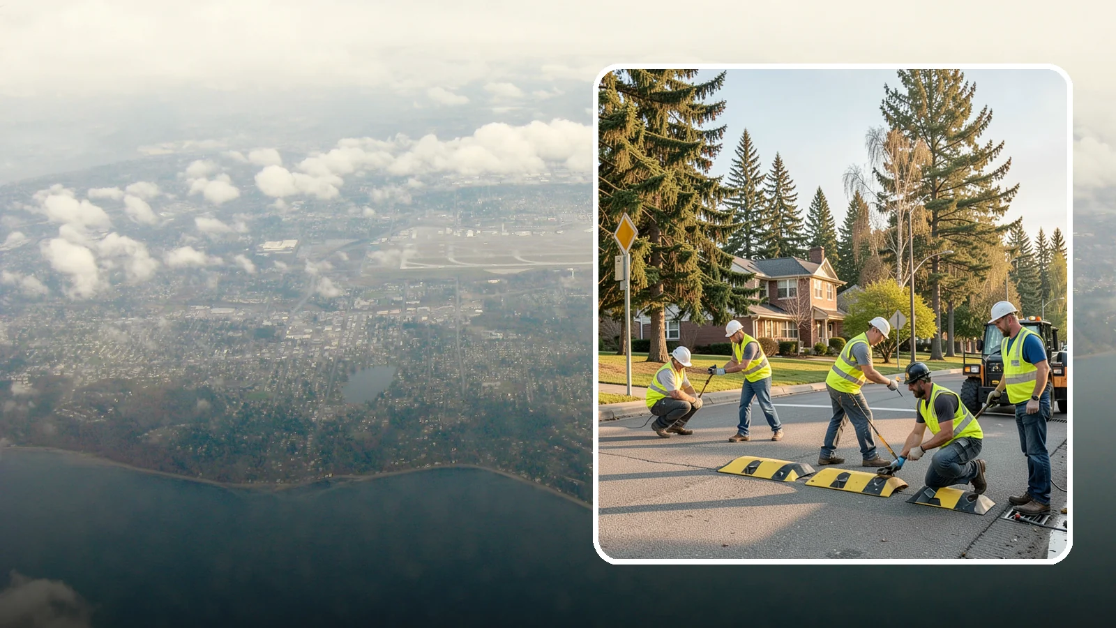 Speed Bump Installation in Burien, King County, WA - Speed bumps and humps calm traffic in neighborhoods, lots, and around public facilities.