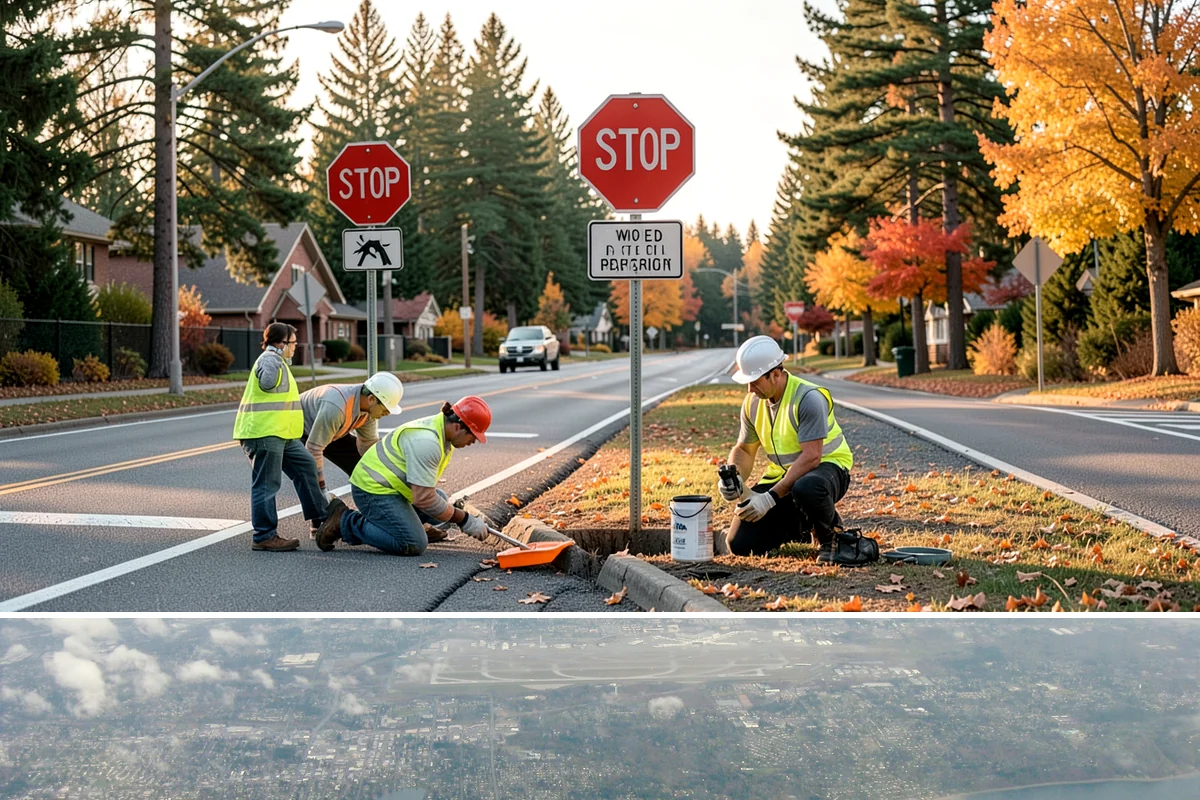 Speed Bump Installation in Burien, King County, WA - Asphalt-formed installations favor warm, dry summer conditions, while prefabricated units can be set nearly year-round.
