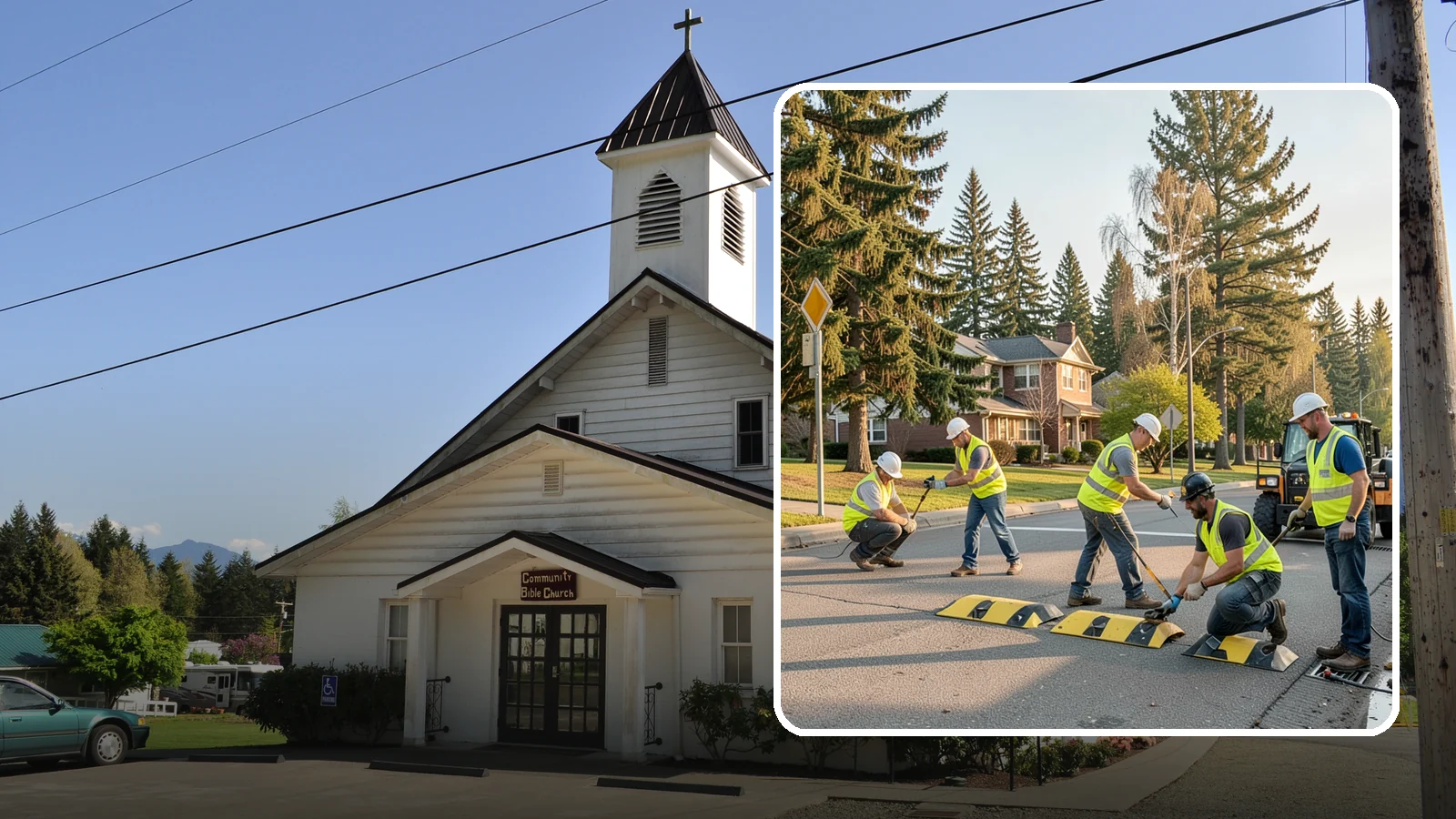 Speed Bump Installation in Concrete, Skagit County, WA - Speed bumps and humps calm traffic in neighborhoods, lots, and around public facilities.