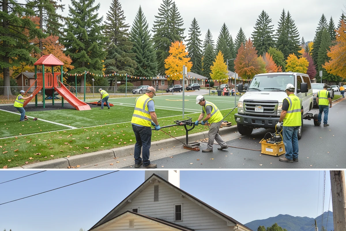 Speed Bump Installation in Concrete, Skagit County, WA - Asphalt-formed installations favor warm, dry summer conditions, while prefabricated units can be set nearly year-round.