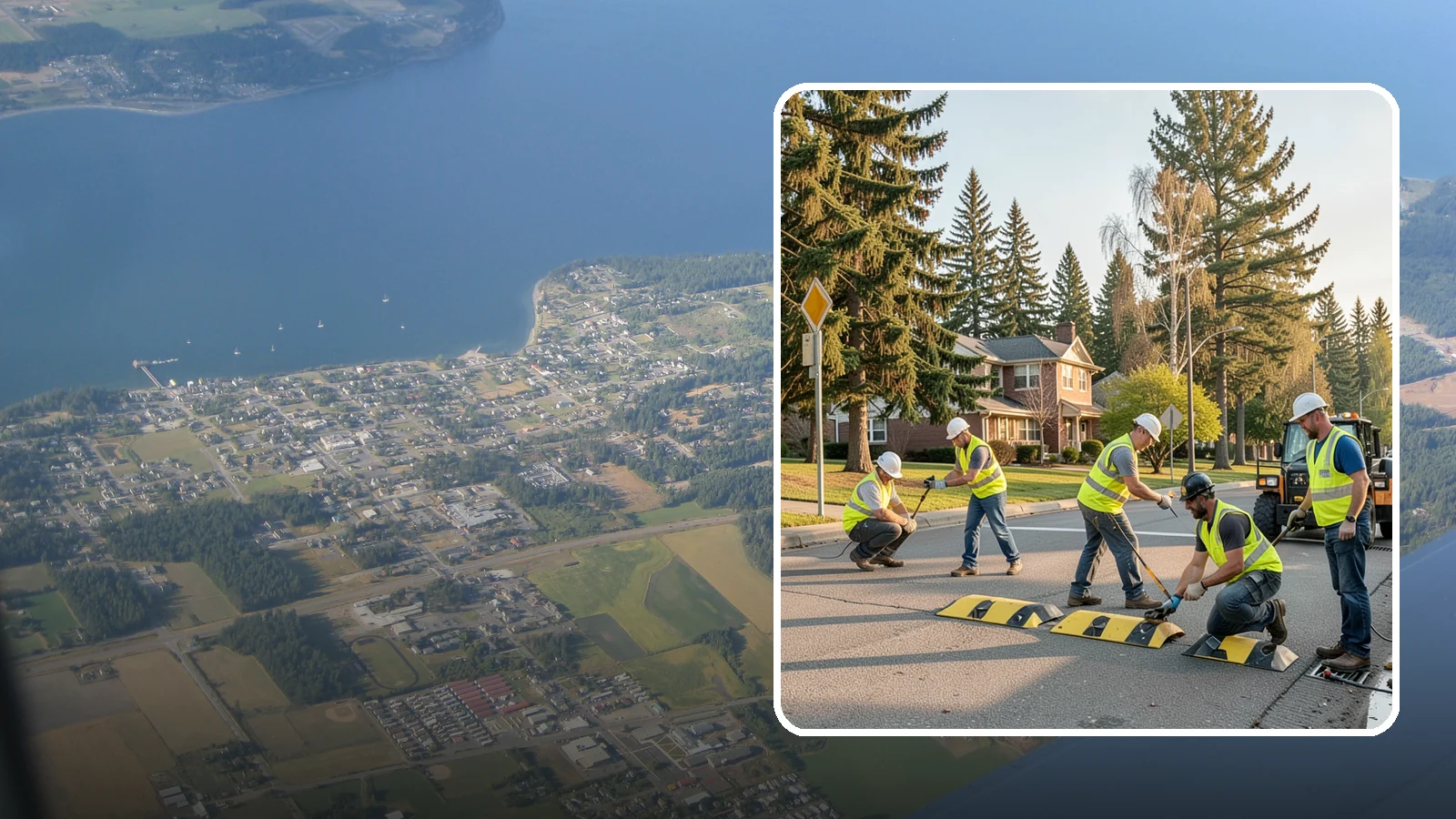 Speed Bump Installation in Coupeville, Island County, WA - Speed bumps and humps calm traffic in neighborhoods, lots, and around public facilities.