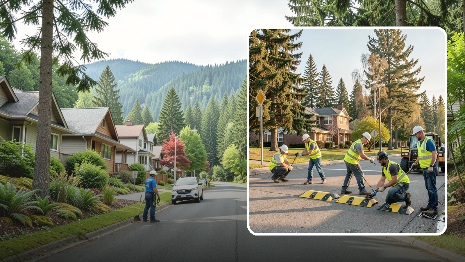 Speed Bump Installation in Darrington, Snohomish County, WA - Speed bumps and humps calm traffic in neighborhoods, lots, and around public facilities.
