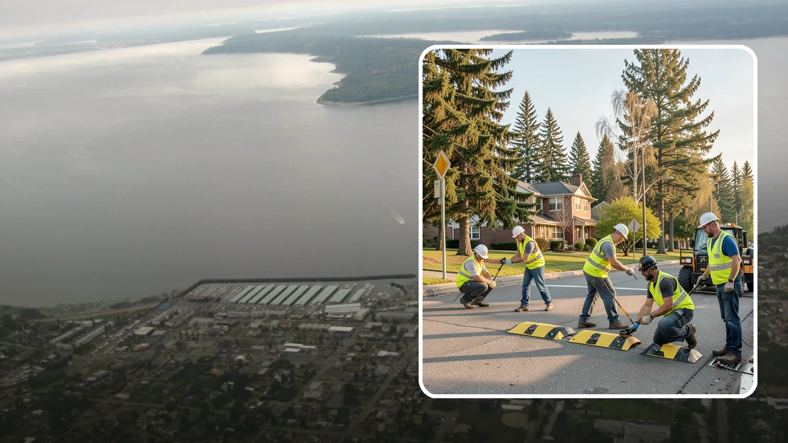 Speed Bump Installation in Des Moines, King County, WA - Speed bumps and humps calm traffic in neighborhoods, lots, and around public facilities.