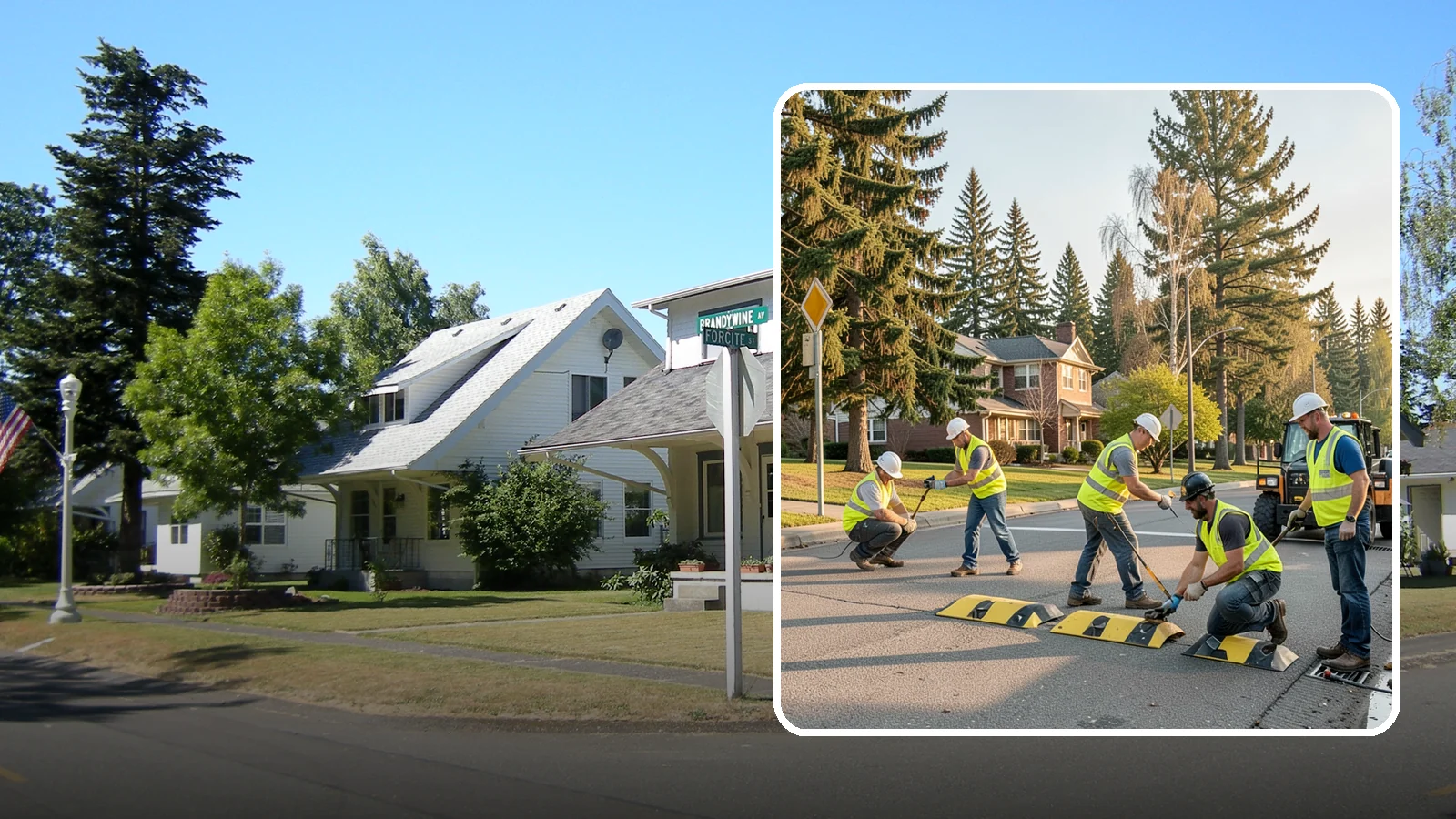 Speed Bump Installation in DuPont, Pierce County, WA - Speed bumps and humps calm traffic in neighborhoods, lots, and around public facilities.