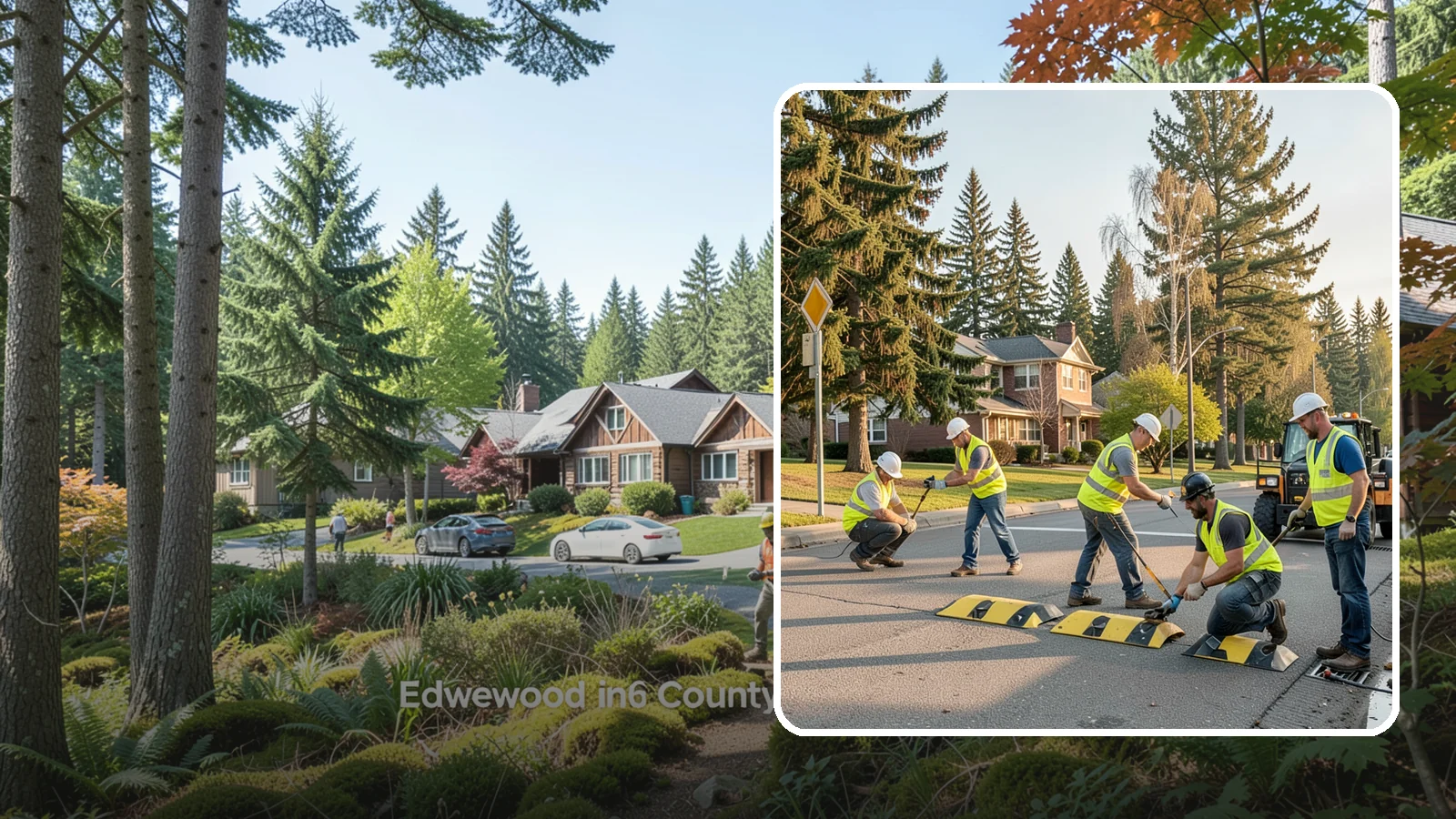 Speed Bump Installation in Edgewood, Pierce County, WA - Speed bumps and humps calm traffic in neighborhoods, lots, and around public facilities.