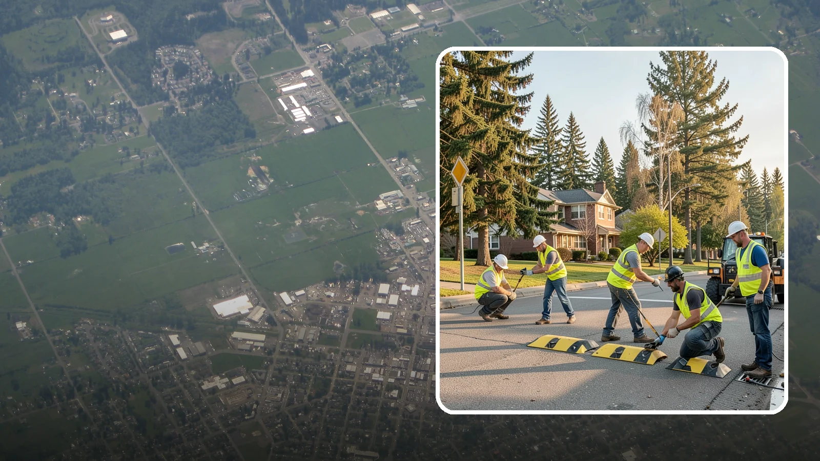 Speed Bump Installation in Enumclaw, King County, WA - Speed bumps and humps calm traffic in neighborhoods, lots, and around public facilities.