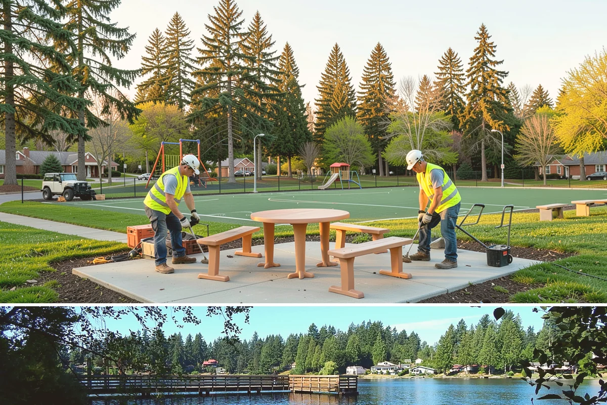 Speed Bump Installation in Federal Way, King County, WA - Asphalt-formed installations favor warm, dry summer conditions, while prefabricated units can be set nearly year-round.