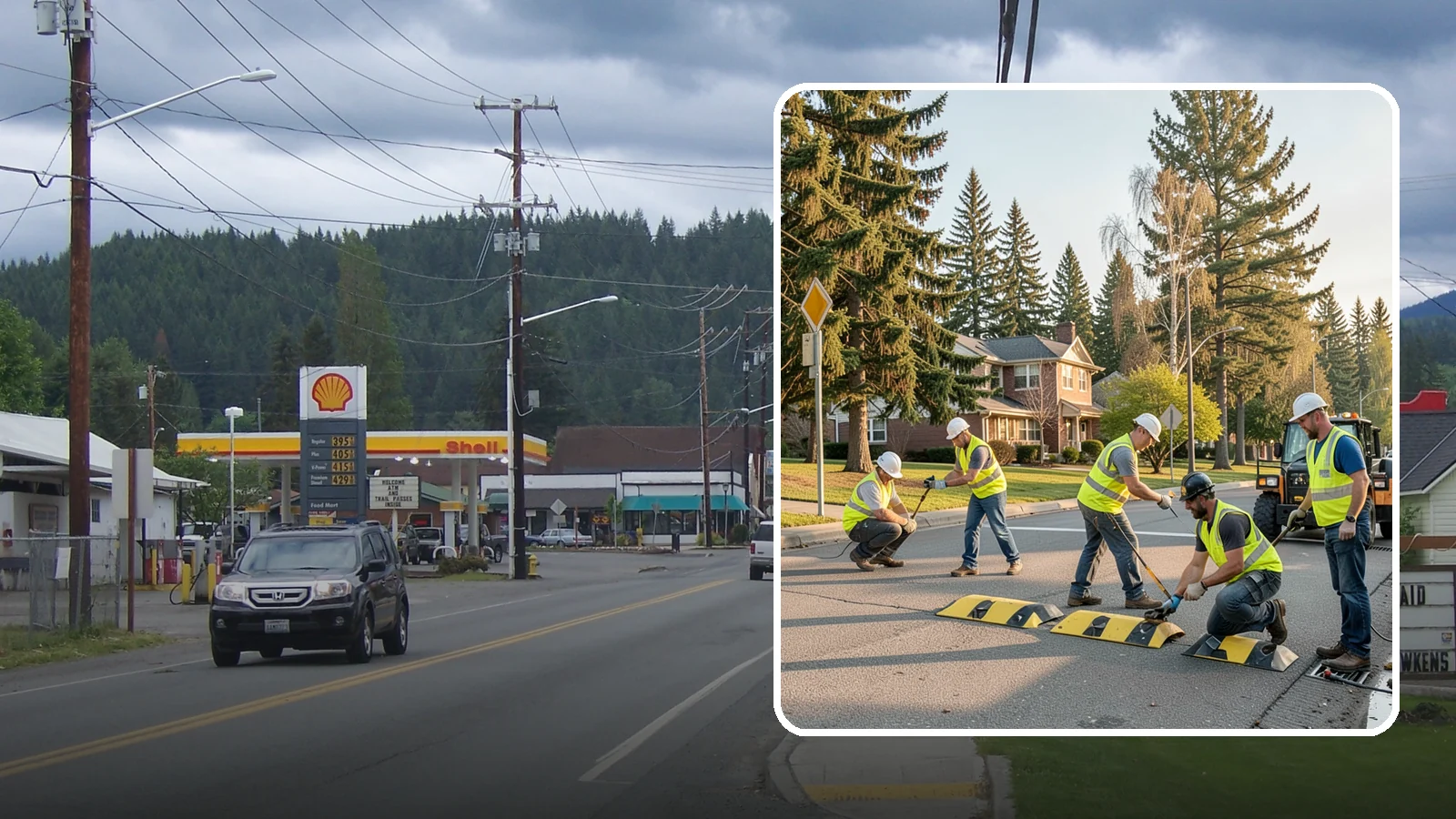 Speed Bump Installation in Granite Falls, Snohomish County, WA - Speed bumps and humps calm traffic in neighborhoods, lots, and around public facilities.