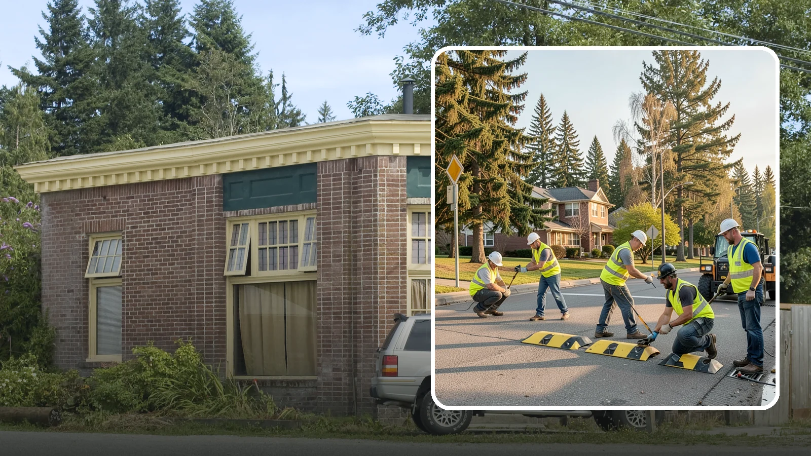 Speed Bump Installation in Hamilton, Skagit County, WA - Speed bumps and humps calm traffic in neighborhoods, lots, and around public facilities.