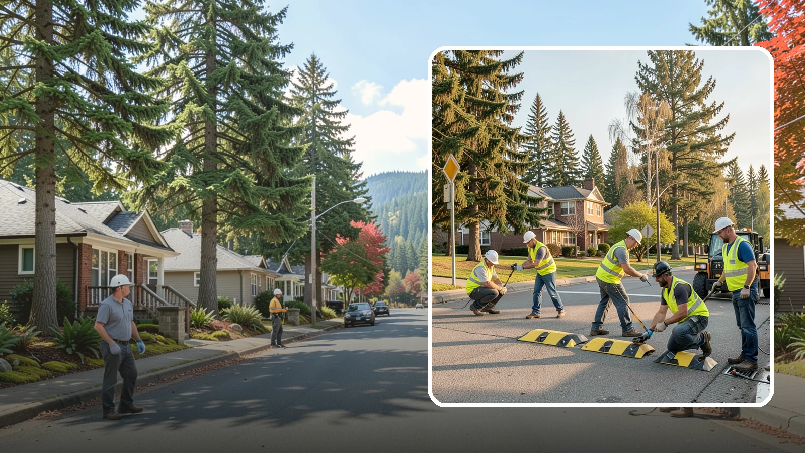 Speed Bump Installation in Hunts Point, King County, WA - Speed bumps and humps calm traffic in neighborhoods, lots, and around public facilities.