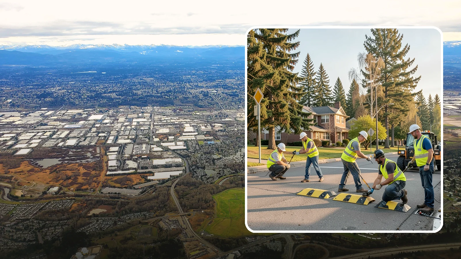 Speed Bump Installation in Kent, King County, WA - Speed bumps and humps calm traffic in neighborhoods, lots, and around public facilities.