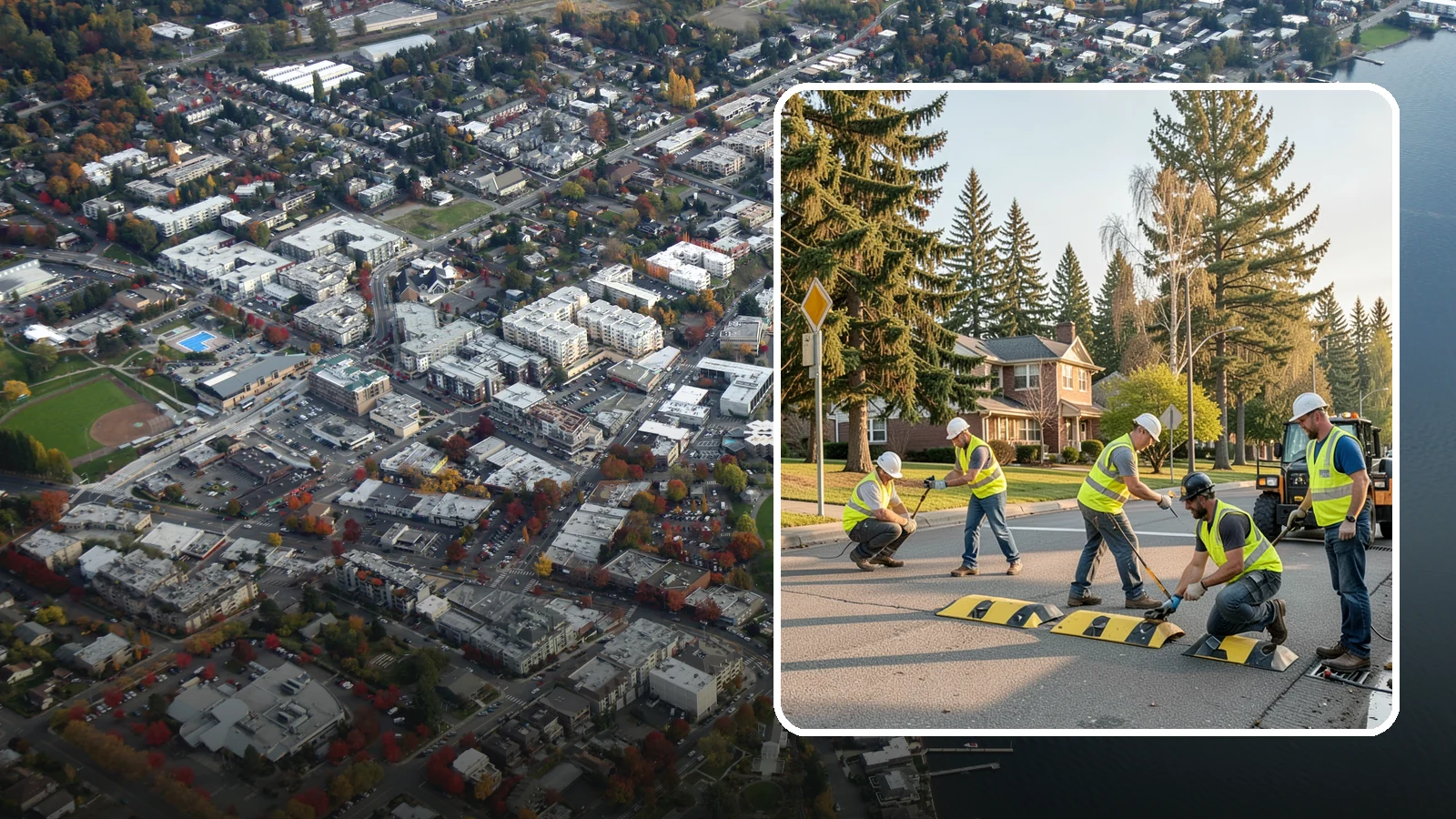 Speed Bump Installation in Kirkland, King County, WA - Speed bumps and humps calm traffic in neighborhoods, lots, and around public facilities.