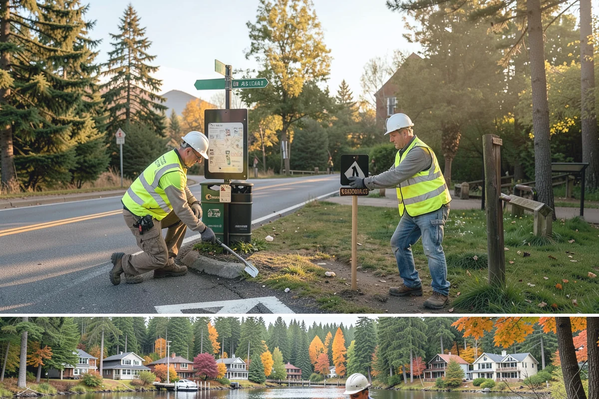 Speed Bump Installation in La Conner, Skagit County, WA - Asphalt-formed installations favor warm, dry summer conditions, while prefabricated units can be set nearly year-round.