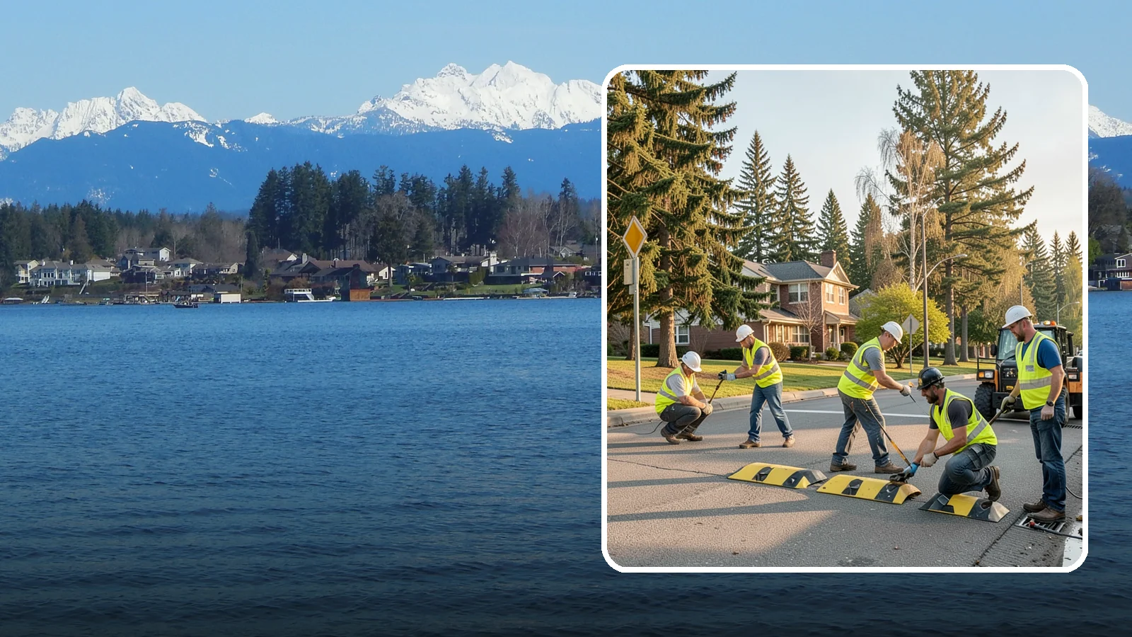 Speed Bump Installation in Lake Stevens, Snohomish County, WA - Speed bumps and humps calm traffic in neighborhoods, lots, and around public facilities.