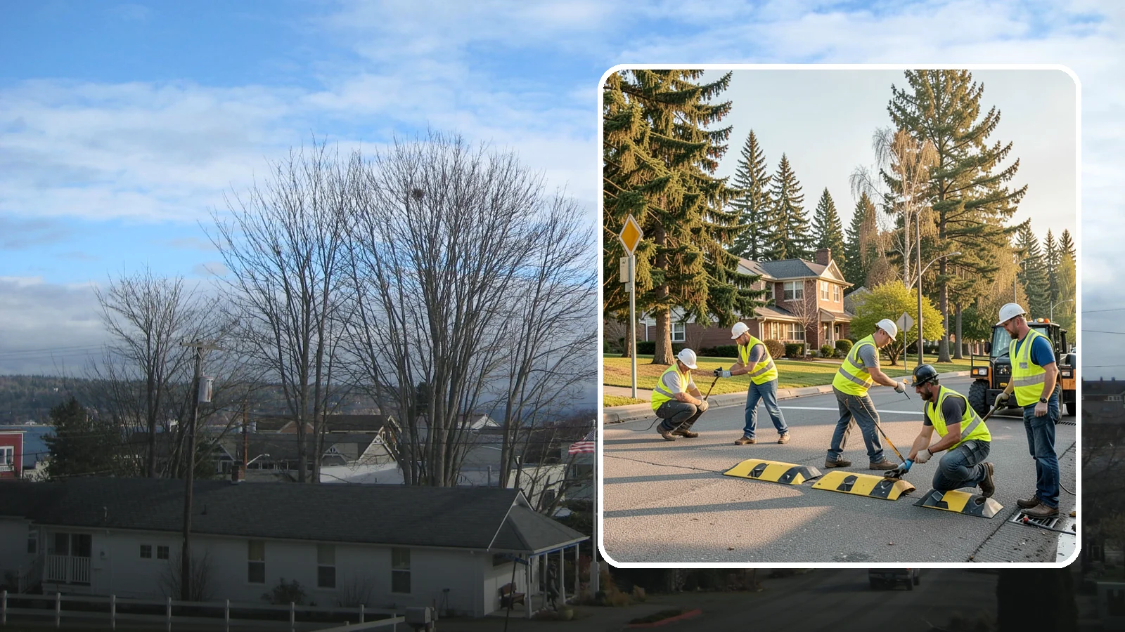 Speed Bump Installation in Langley, Island County, WA - Speed bumps and humps calm traffic in neighborhoods, lots, and around public facilities.