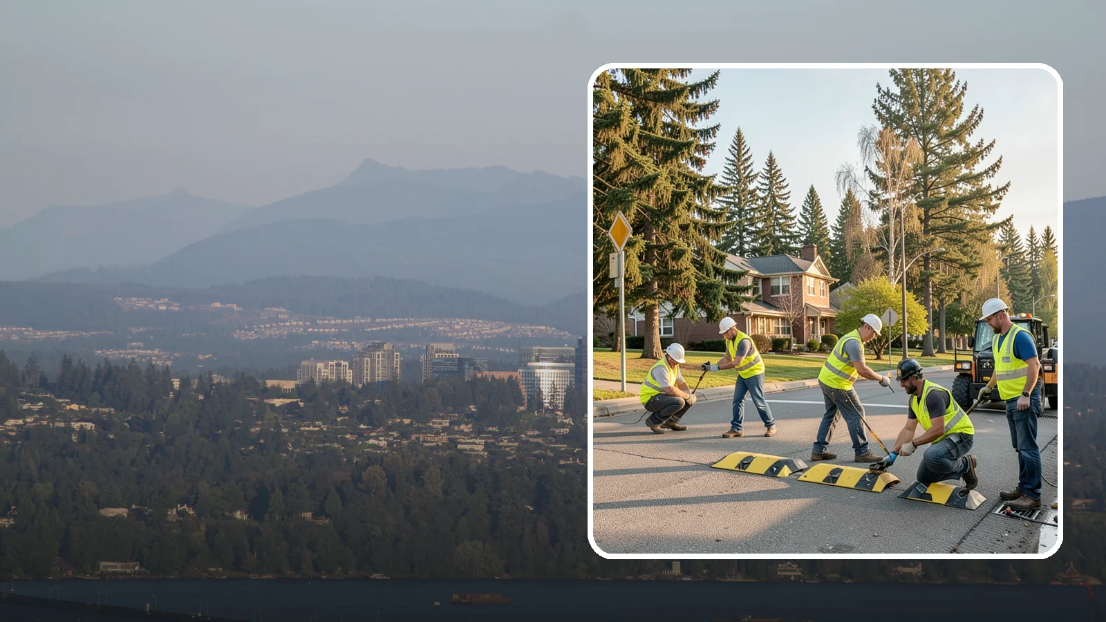 Speed Bump Installation in Medina, King County, WA - Speed bumps and humps calm traffic in neighborhoods, lots, and around public facilities.