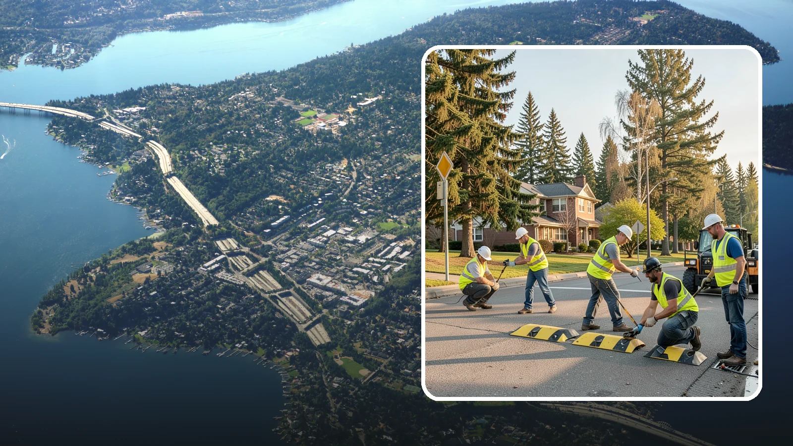Speed Bump Installation in Mercer Island, King County, WA - Speed bumps and humps calm traffic in neighborhoods, lots, and around public facilities.