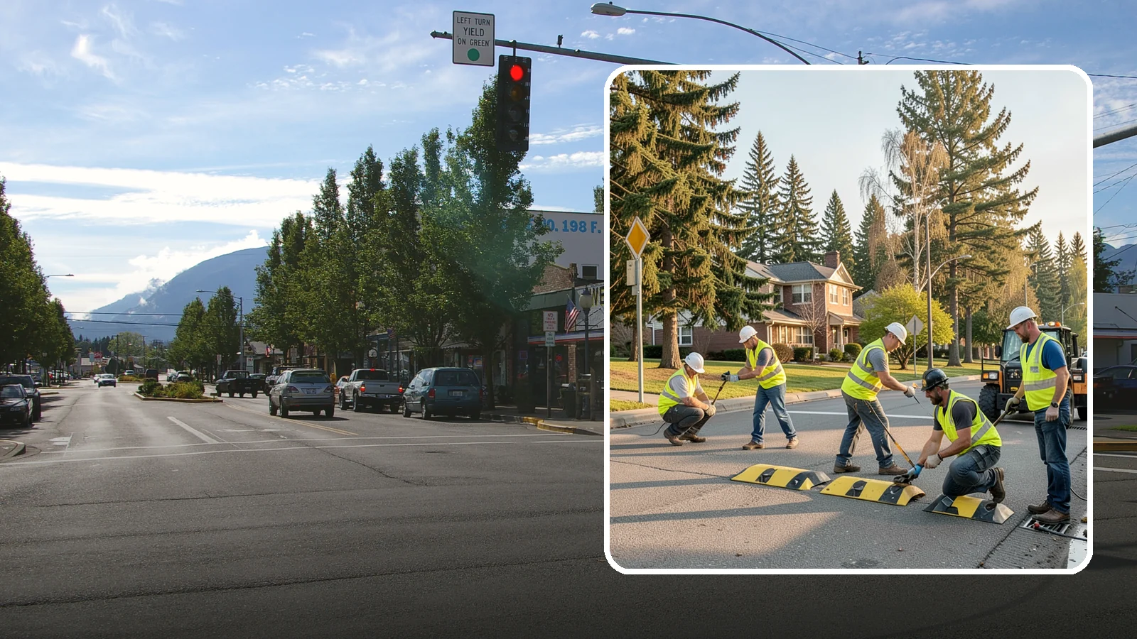 Speed Bump Installation in North Bend, King County, WA - Speed bumps and humps calm traffic in neighborhoods, lots, and around public facilities.
