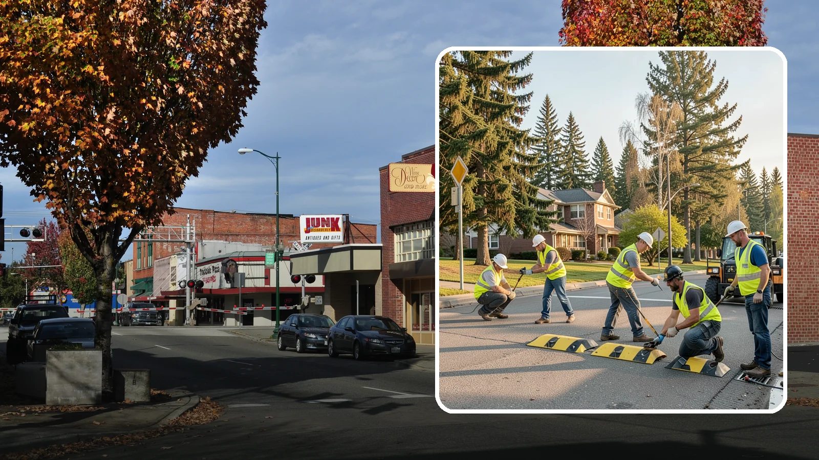Speed Bump Installation in Puyallup, Pierce County, WA - Speed bumps and humps calm traffic in neighborhoods, lots, and around public facilities.