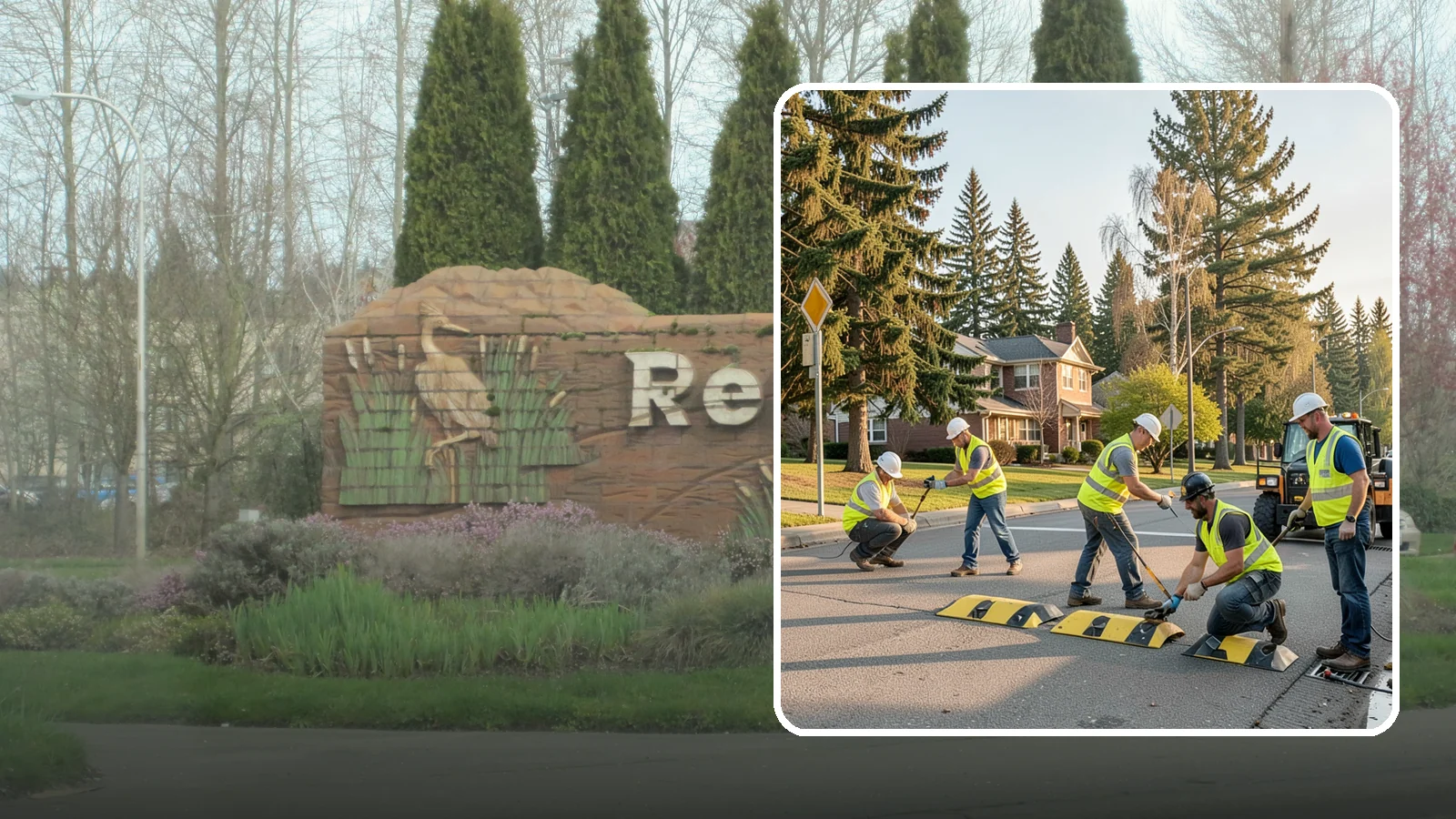 Speed Bump Installation in Renton, King County, WA - Speed bumps and humps calm traffic in neighborhoods, lots, and around public facilities.