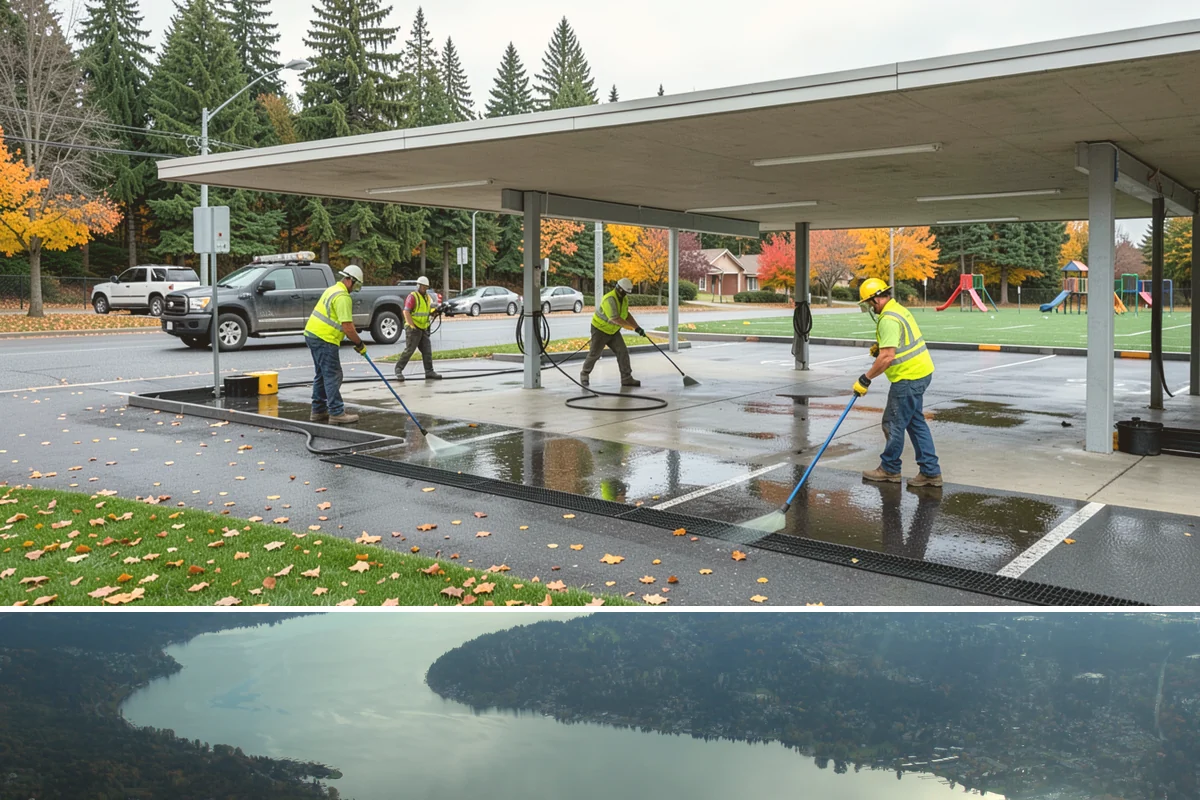 Speed Bump Installation in Sammamish, King County, WA - Asphalt-formed installations favor warm, dry summer conditions, while prefabricated units can be set nearly year-round.