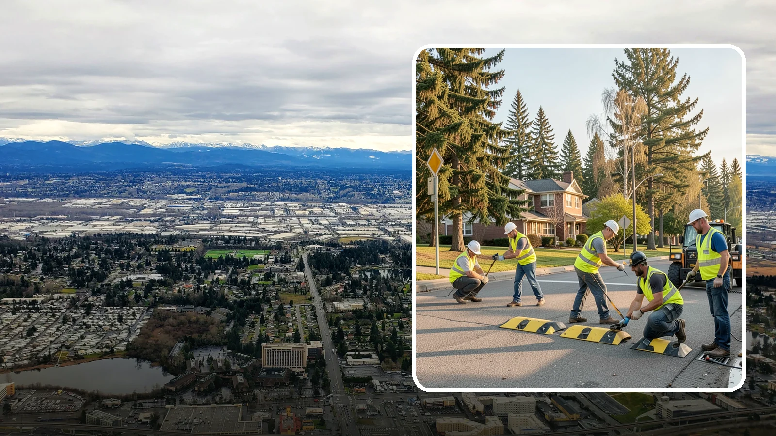 Speed Bump Installation in SeaTac, King County, WA - Speed bumps and humps calm traffic in neighborhoods, lots, and around public facilities.