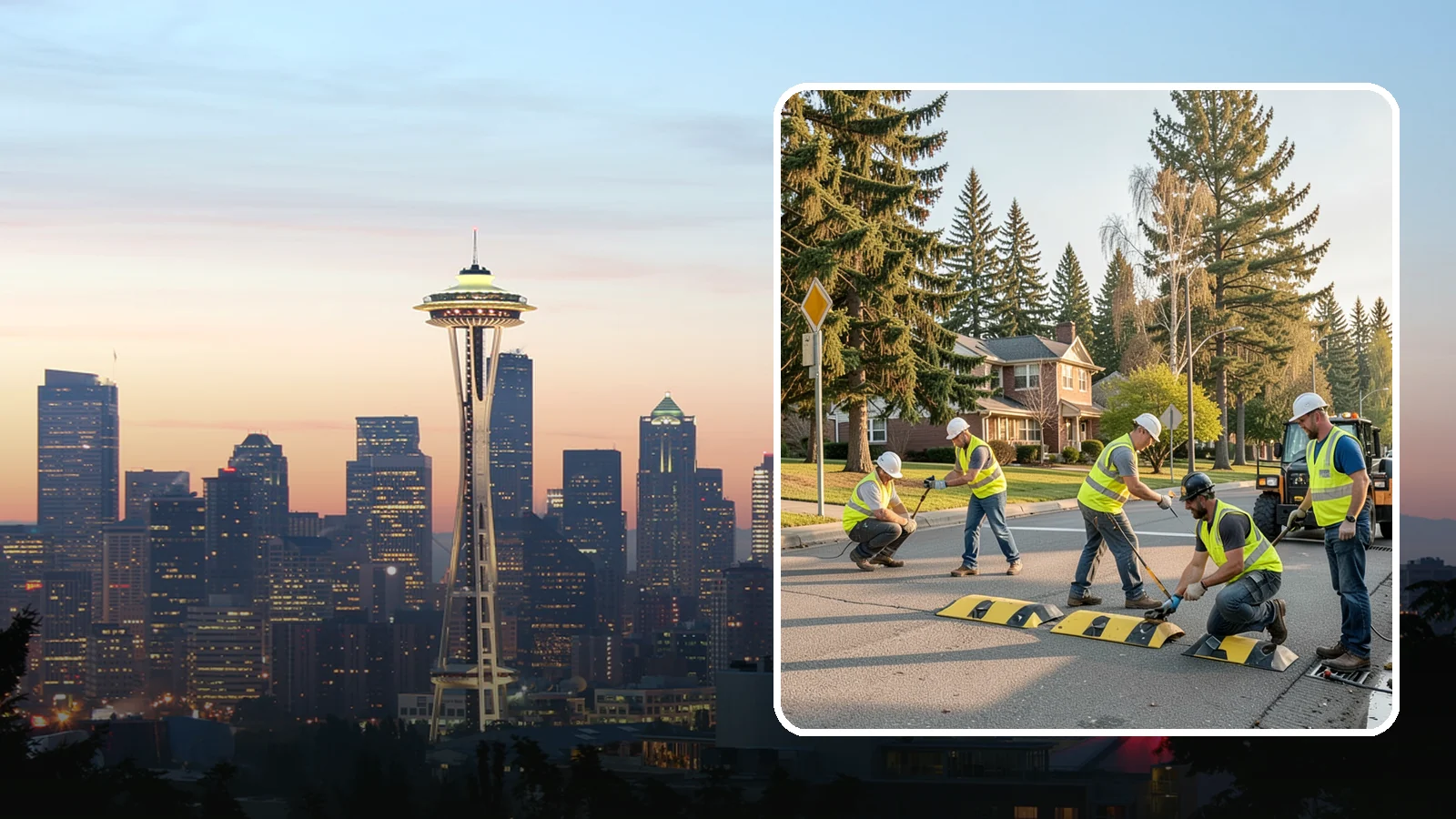 Speed Bump Installation in Seattle, King County, WA - Speed bumps and humps calm traffic in neighborhoods, lots, and around public facilities.