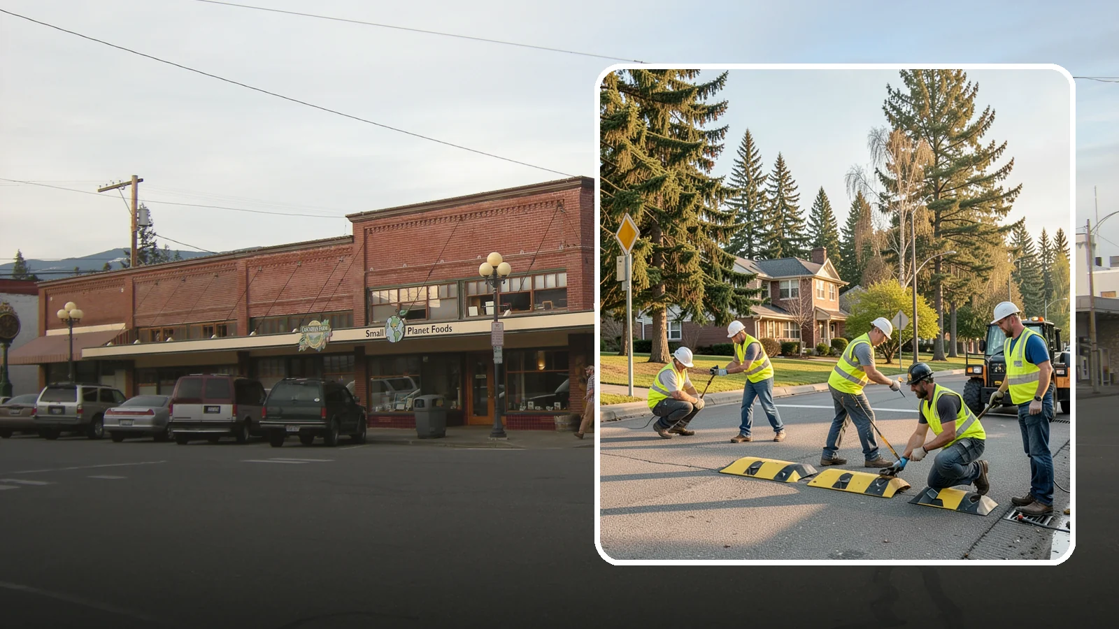 Speed Bump Installation in Sedro-Woolley, Skagit County, WA - Speed bumps and humps calm traffic in neighborhoods, lots, and around public facilities.