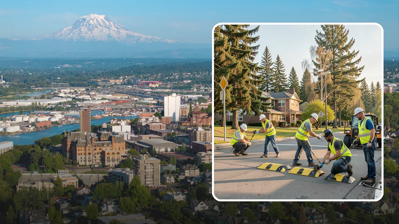 Speed Bump Installation in Tacoma, Pierce County, WA - Speed bumps and humps calm traffic in neighborhoods, lots, and around public facilities.