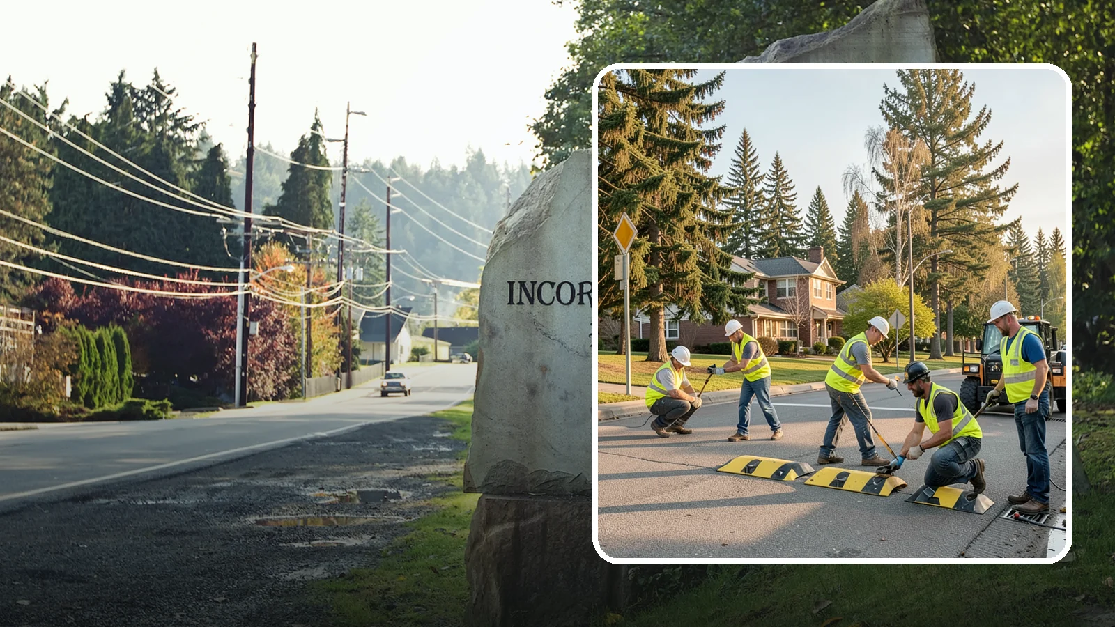 Speed Bump Installation in Wilkeson, Pierce County, WA - Speed bumps and humps calm traffic in neighborhoods, lots, and around public facilities.