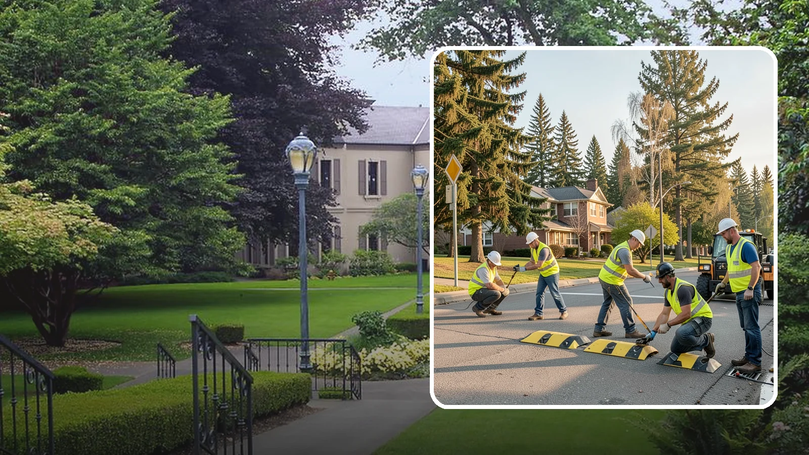 Speed Bump Installation in Woodinville, King County, WA - Speed bumps and humps calm traffic in neighborhoods, lots, and around public facilities.