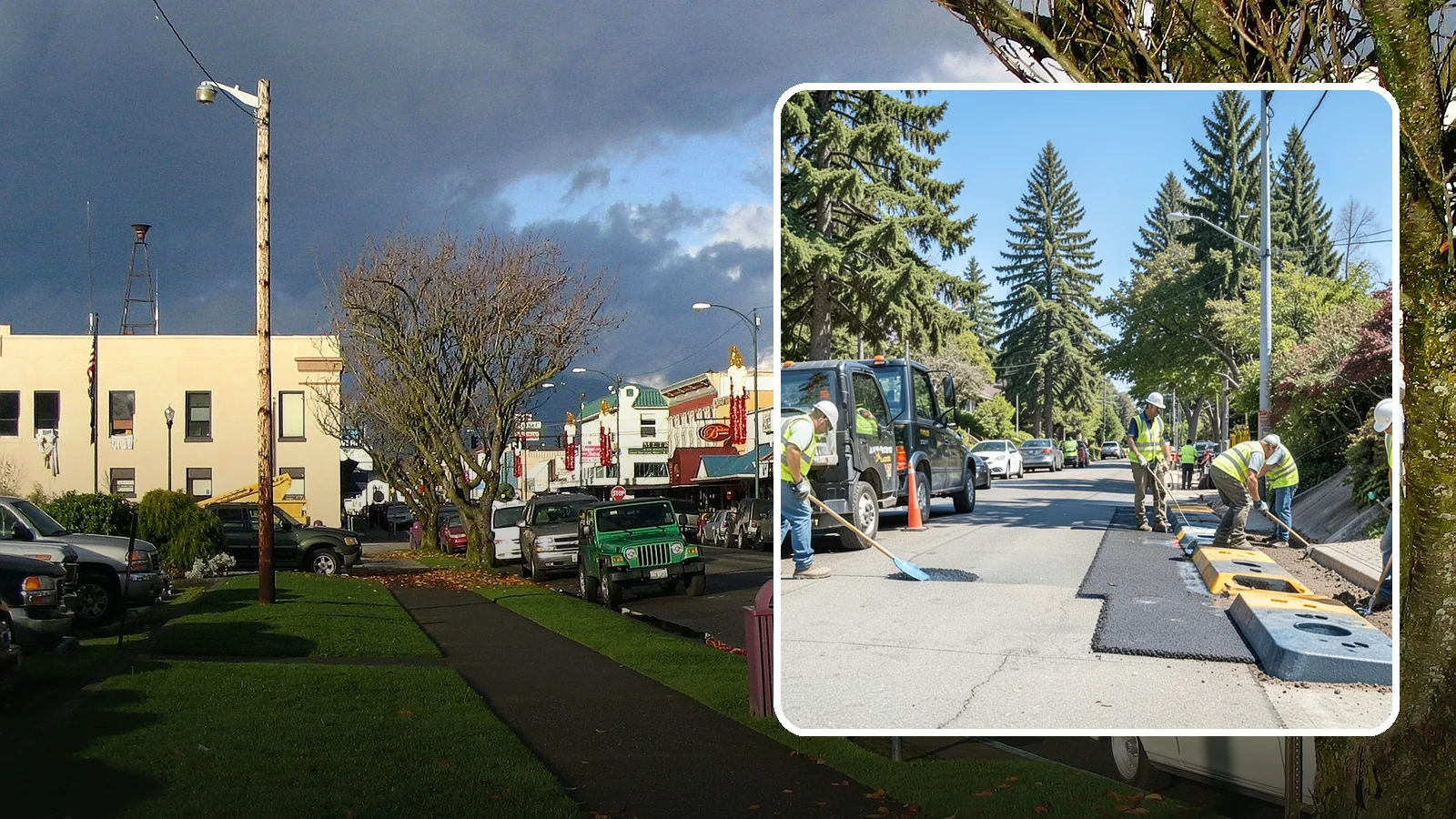 Speed Hump Construction in Arlington, Snohomish County, WA - Asphalt speed humps and tables that calm traffic on residential streets and through park zones.