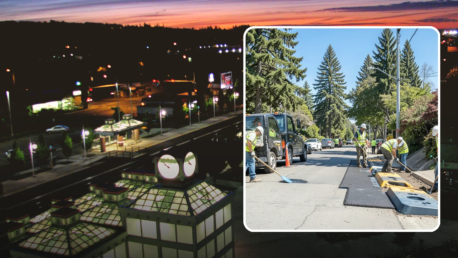 Speed Hump Construction in Auburn, King County, WA - Asphalt speed humps and tables that calm traffic on residential streets and through park zones.