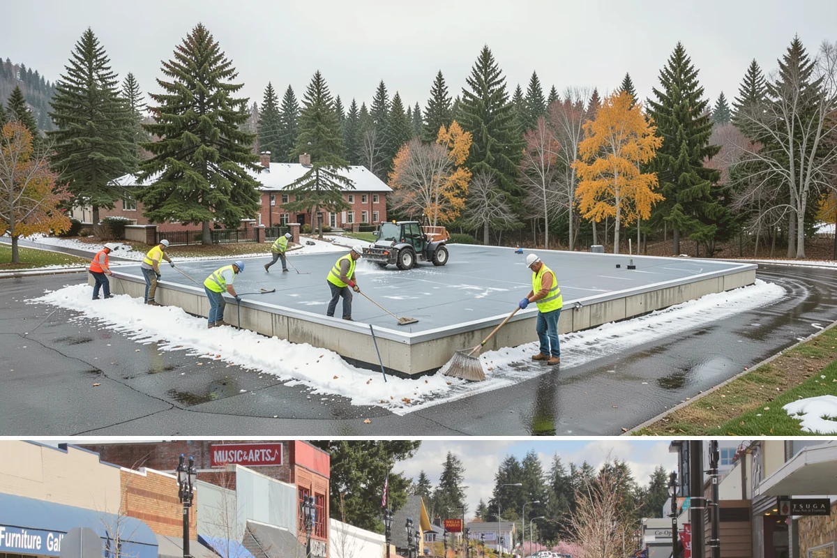 Speed Hump Construction in Bothell, King County, WA - Speed humps are placed in warm, dry weather so the asphalt compacts to the precise profile that calming performance depends on.