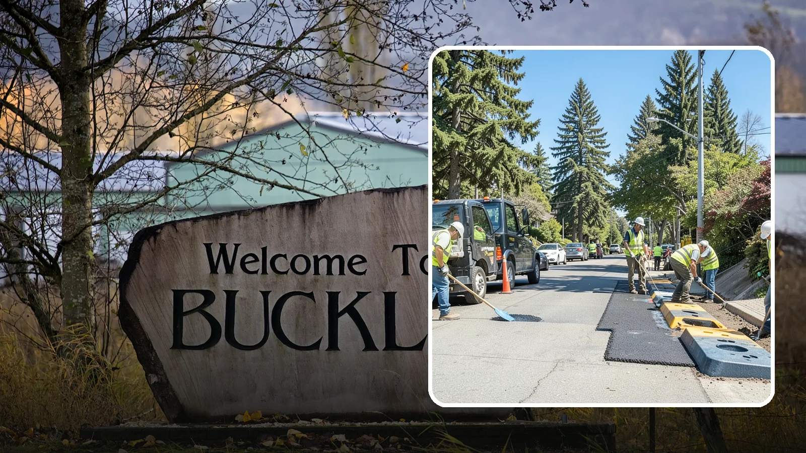 Speed Hump Construction in Buckley, Pierce County, WA - Asphalt speed humps and tables that calm traffic on residential streets and through park zones.