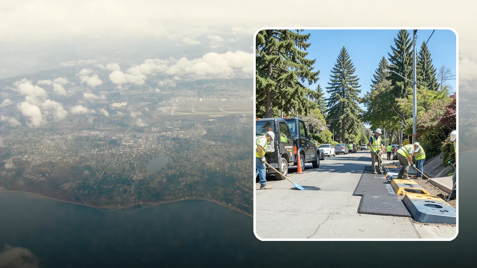 Speed Hump Construction in Burien, King County, WA - Asphalt speed humps and tables that calm traffic on residential streets and through park zones.